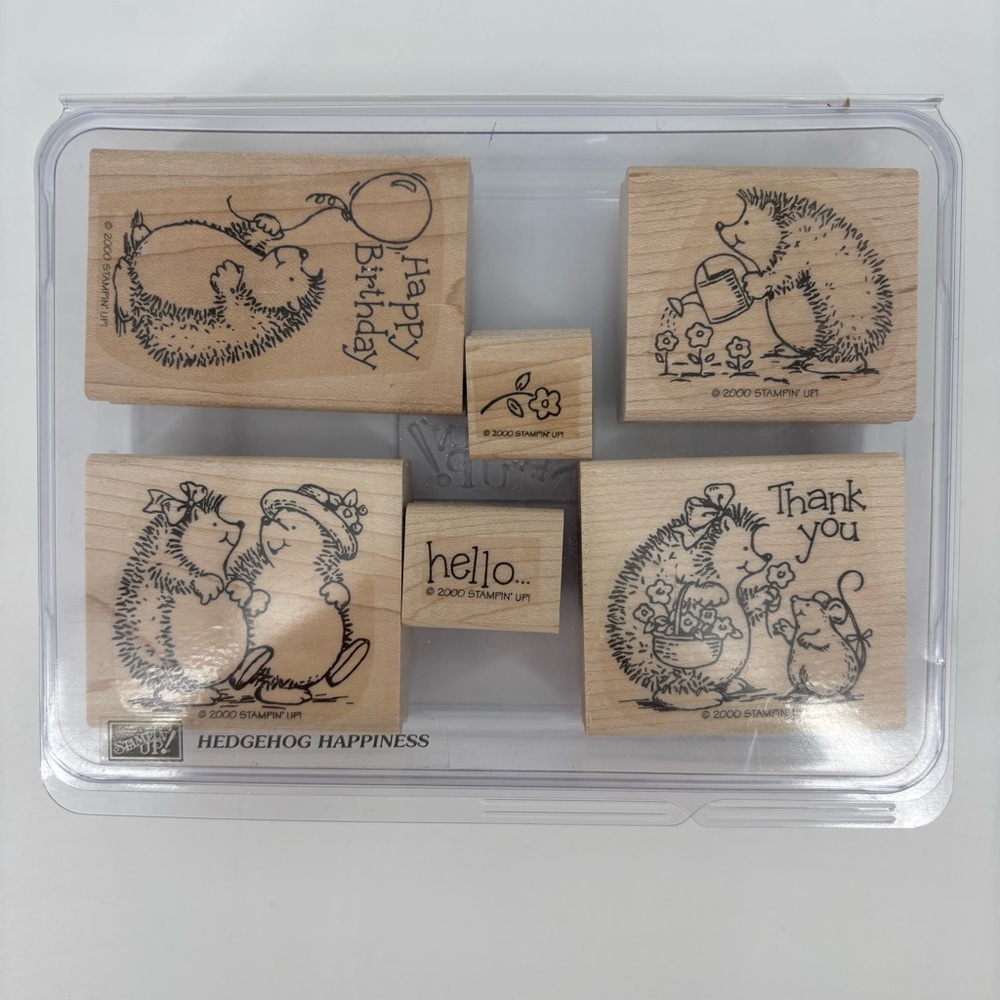 Stampin' Up! Hedgehog Happiness Collection (2000) Set of 6 Wood Rubber Stamps